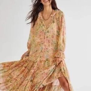 Free People Feeling Groovy Maxi Dress NWT Yellow Size L